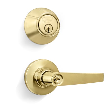 Entry Door Lever Combo Lock Set With Deadbolt Set Of 3, Keyed Alike, Solid Brass, 3PK